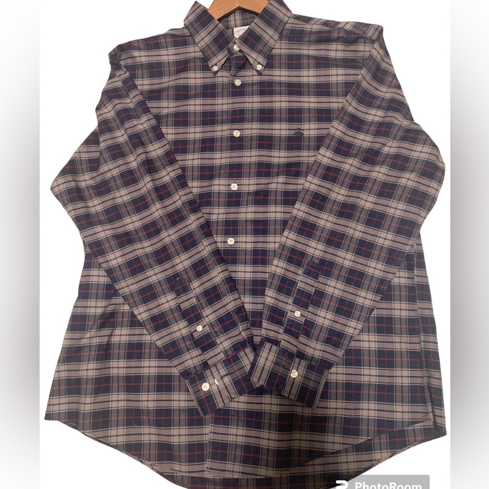 Brooks Brothers Regent Designer Long Sleeve Button Up Plaid Shirt Size XL